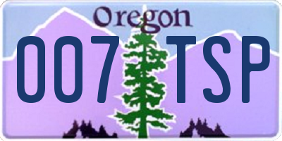 OR license plate 007TSP