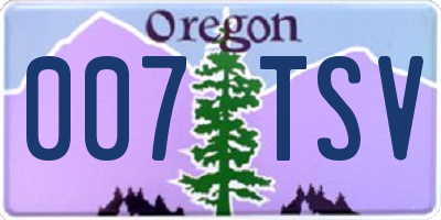 OR license plate 007TSV