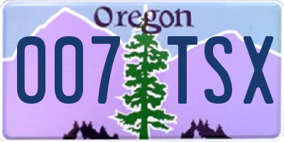 OR license plate 007TSX