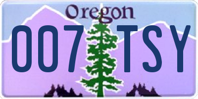OR license plate 007TSY