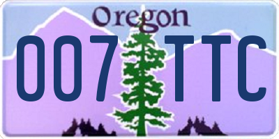 OR license plate 007TTC