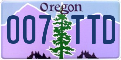 OR license plate 007TTD