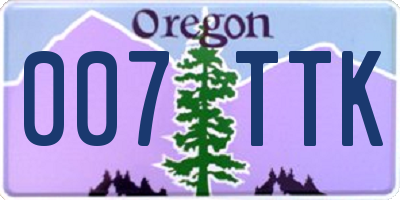 OR license plate 007TTK