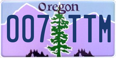 OR license plate 007TTM