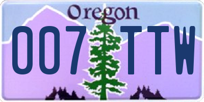 OR license plate 007TTW