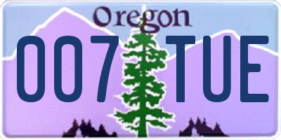 OR license plate 007TUE