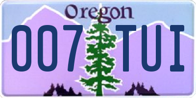 OR license plate 007TUI