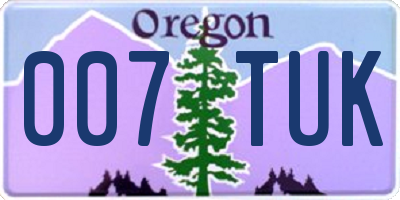 OR license plate 007TUK