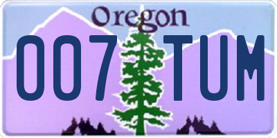 OR license plate 007TUM