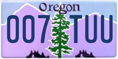 OR license plate 007TUU