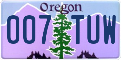 OR license plate 007TUW