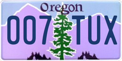 OR license plate 007TUX