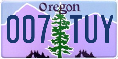 OR license plate 007TUY