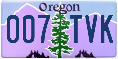 OR license plate 007TVK