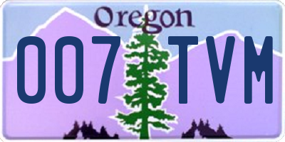 OR license plate 007TVM