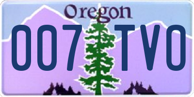 OR license plate 007TVO