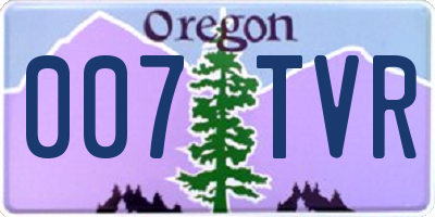 OR license plate 007TVR