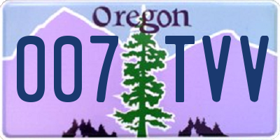 OR license plate 007TVV