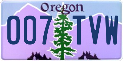 OR license plate 007TVW