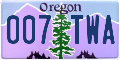OR license plate 007TWA
