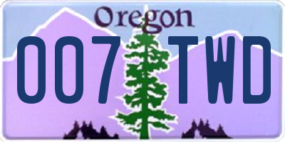 OR license plate 007TWD
