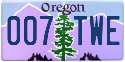 OR license plate 007TWE