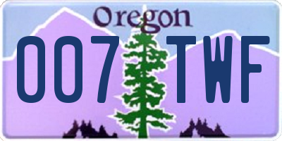 OR license plate 007TWF