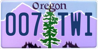 OR license plate 007TWI