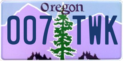 OR license plate 007TWK