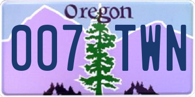 OR license plate 007TWN