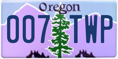 OR license plate 007TWP