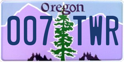OR license plate 007TWR
