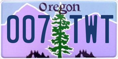 OR license plate 007TWT