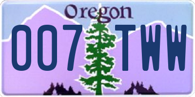 OR license plate 007TWW