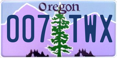 OR license plate 007TWX