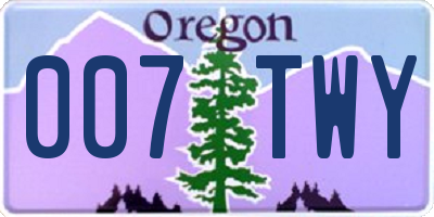 OR license plate 007TWY