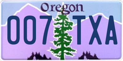 OR license plate 007TXA