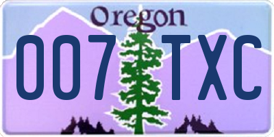OR license plate 007TXC