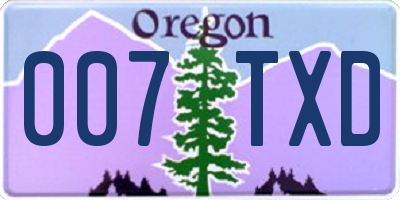 OR license plate 007TXD