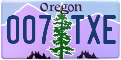 OR license plate 007TXE