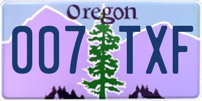 OR license plate 007TXF