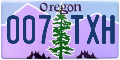 OR license plate 007TXH