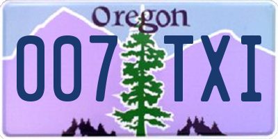 OR license plate 007TXI