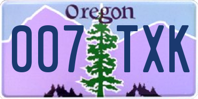 OR license plate 007TXK