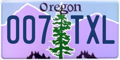 OR license plate 007TXL