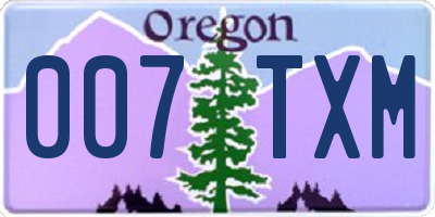 OR license plate 007TXM