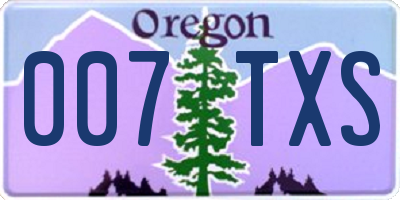 OR license plate 007TXS