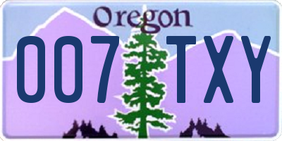 OR license plate 007TXY