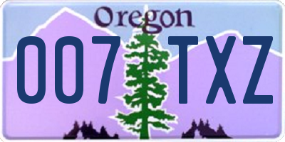 OR license plate 007TXZ