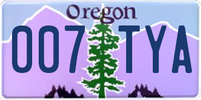 OR license plate 007TYA